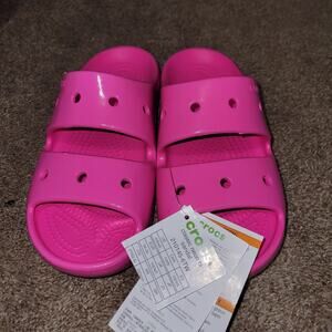 Crocs Classic Sz 3/5 Unisex Adults Slip-On Slide Sandal - Electric Pink/ New